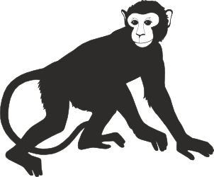 Monkey Sitting on Ground Clipart - Cute Animal Illustration