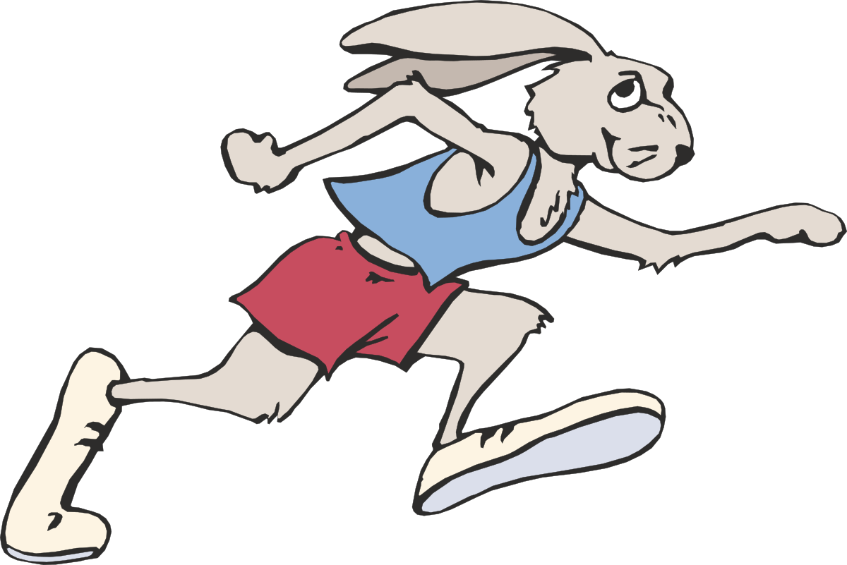 Cartoon Rabbit Running Clipart - Joyful and Playful Imagery