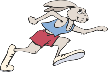 Cartoon Rabbit Running Clipart - Joyful and Playful Imagery