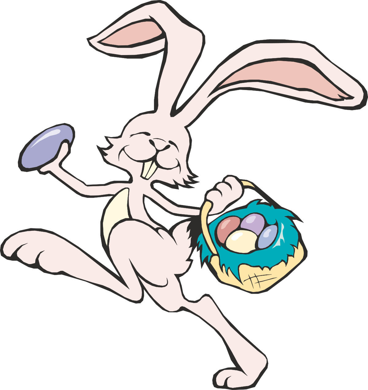 a cartoon bunny running with an easter egg clip art png transparent Easter Bunny Running with Egg - Fun Clipart for Celebrations
