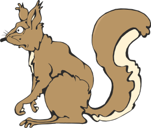 Cartoon Squirrel Sitting on the Ground - Vibrant and Playful Clipart