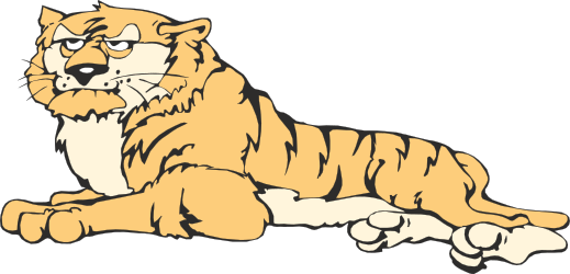 Cartoon Tiger Sitting Down Clipart - Playful and Colorful Design