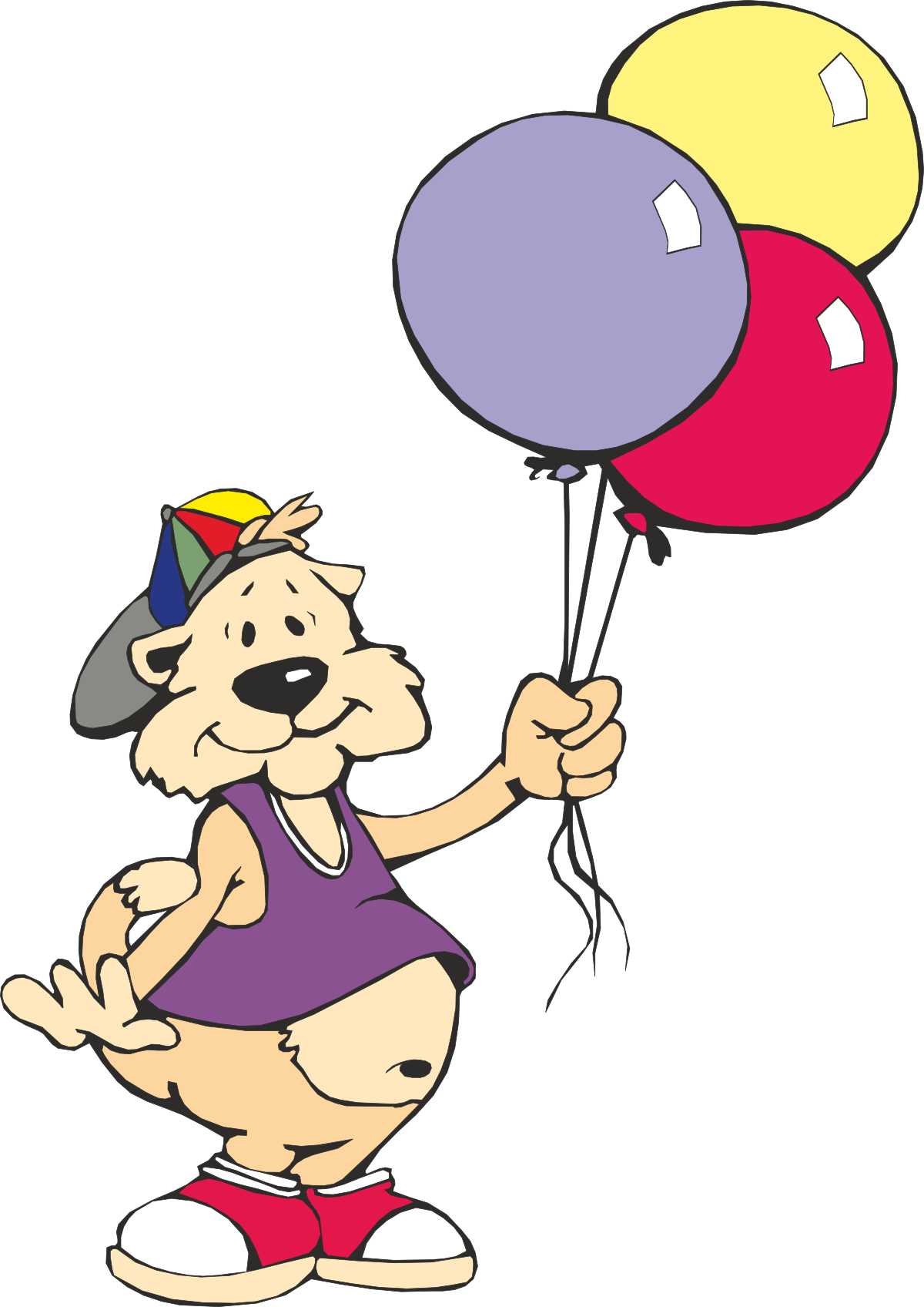 a cartoon dog holding balloons in his hand clip art png transparent Cartoon Dog Holding Balloons - Adorable Fun Clipart