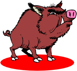 Cartoon Pig on Red Circle - Playful Clipart for Your Projects