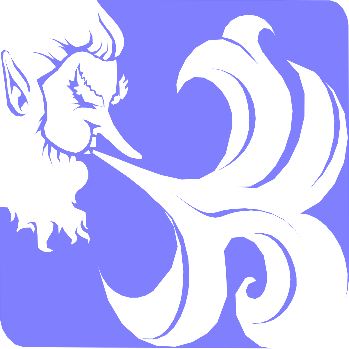 White Dragon Clipart with Blue Background