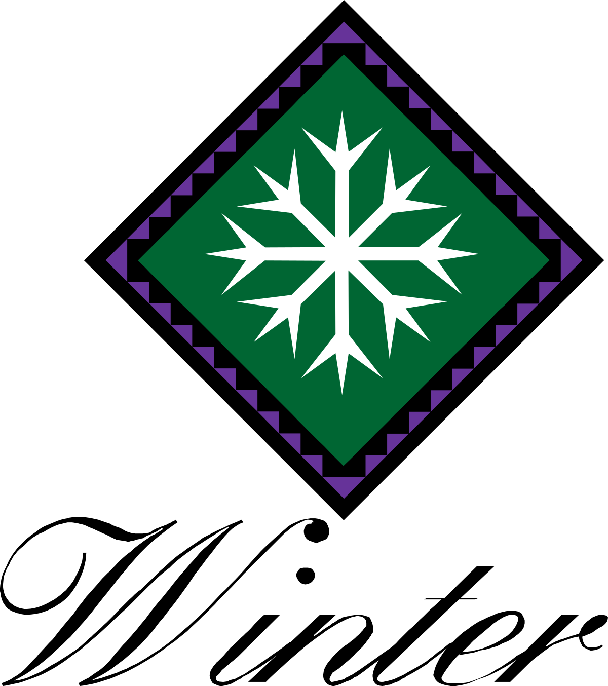 Green and Purple Diamond Logo Clipart