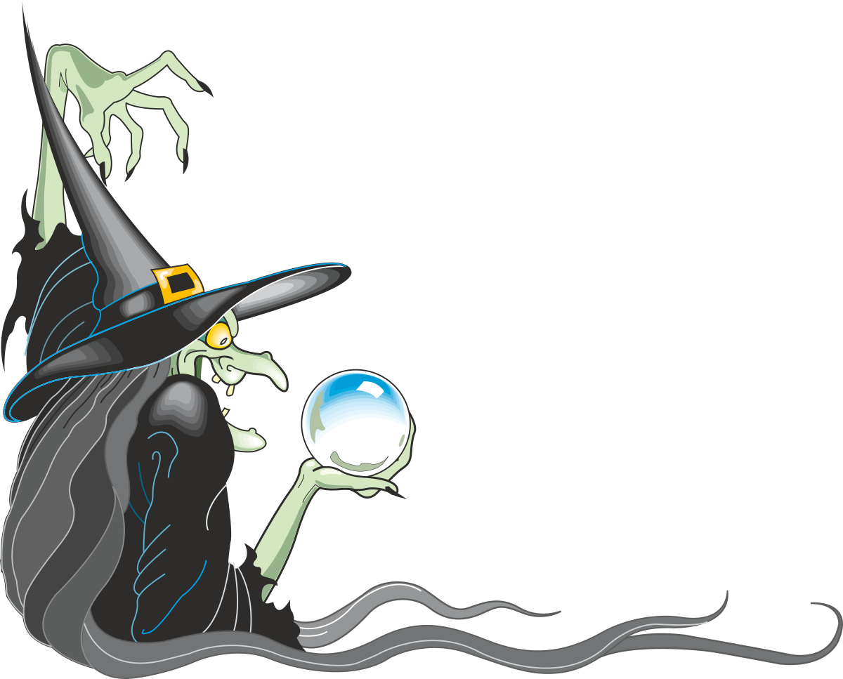 Witch Borders Clipart: Enchanting Holiday Designs with Crystal Ball