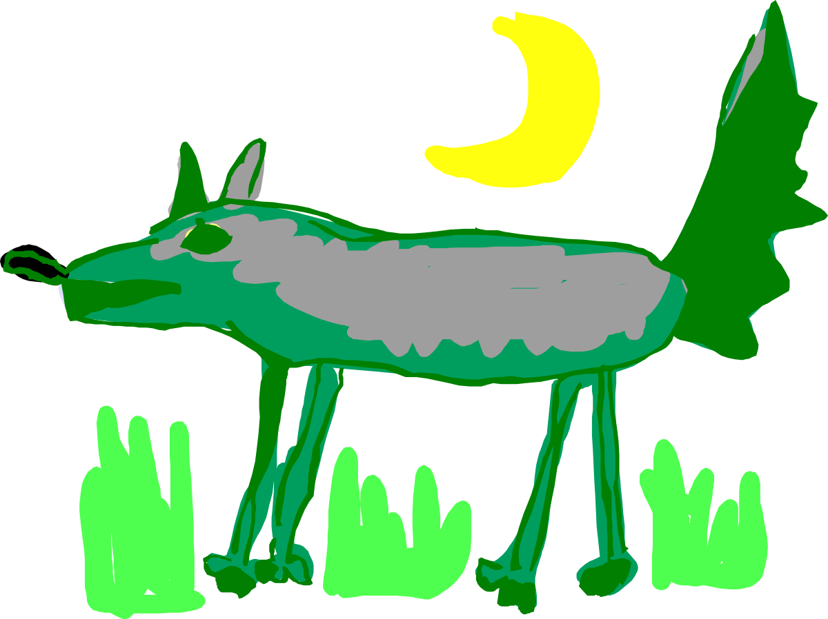 Wolf Standing in Grass Clipart Illustration