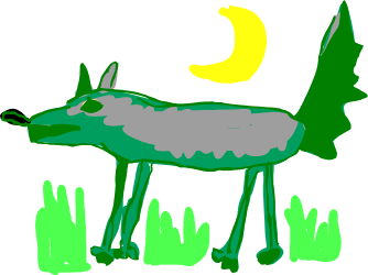 Wolf Standing in Grass Clipart Illustration