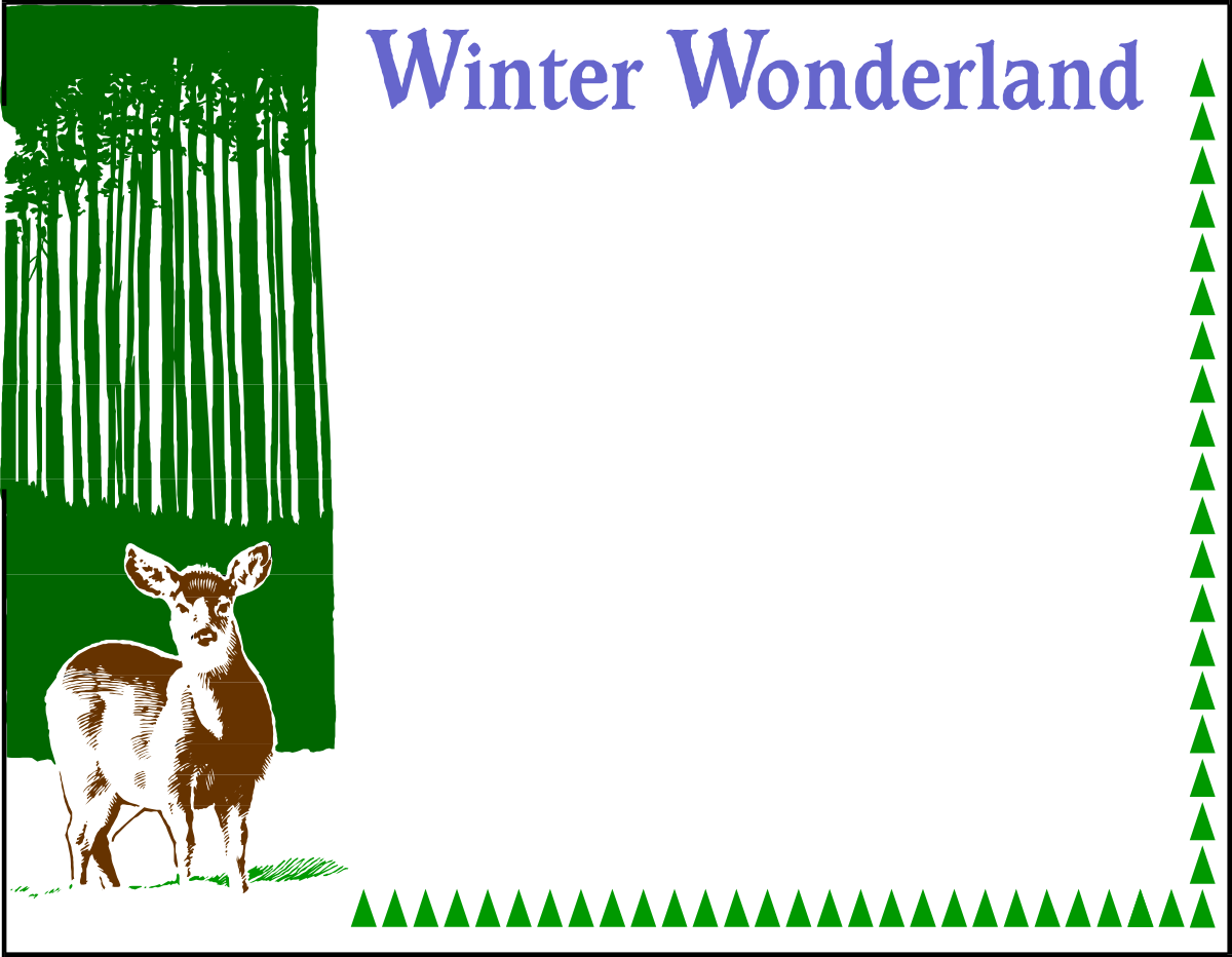 Deer in the Woods Clipart with Blue Border