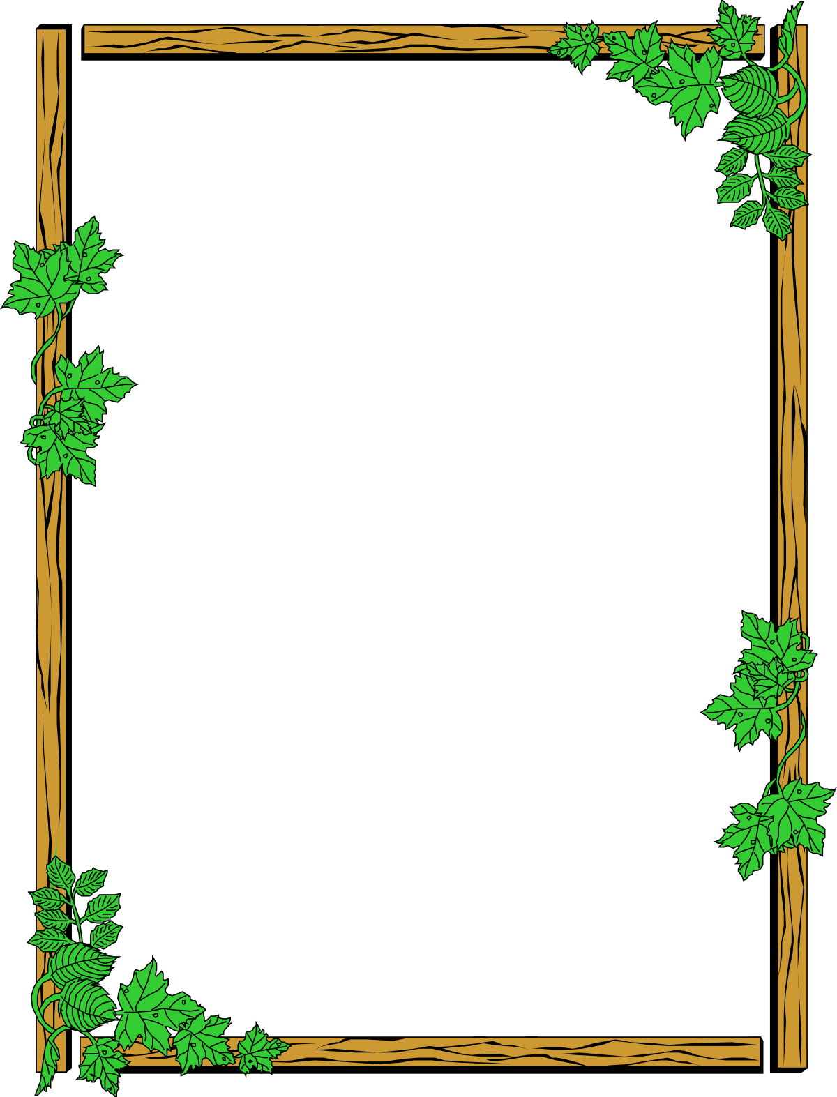 Green Leaves Square Frame Clipart - Nature-Inspired Borders for Design