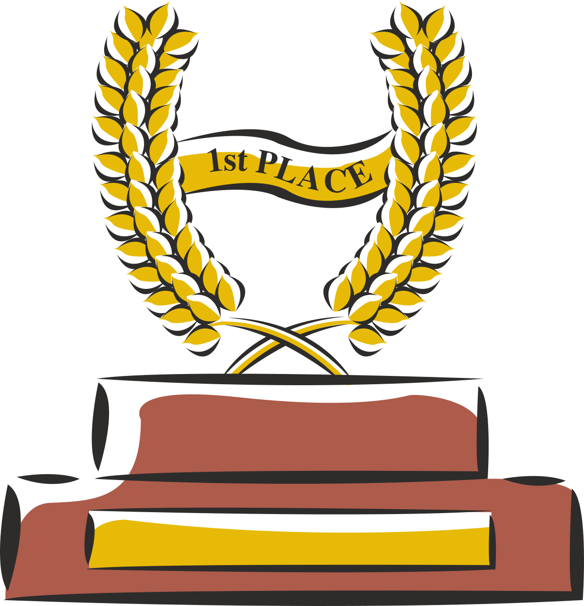 a gold laurel wreath over a stack of books clip art png transparent Gold Laurel Wreath Over a Stack of Books - Elegant Clipart Collection