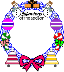 Holiday Wreath with Snowman Clipart - Festive Borders and Bows