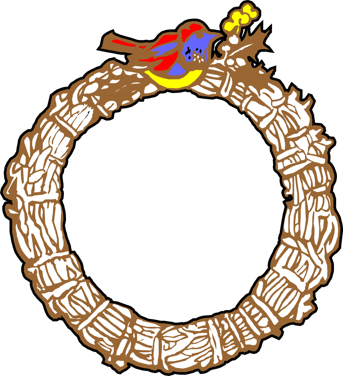 Holiday Wreath with Bird Clipart - Festive Borders and Cheerful Decor