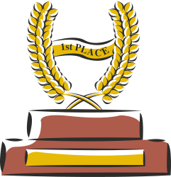 Gold Laurel Wreath Over a Stack of Books - Elegant Clipart Collection