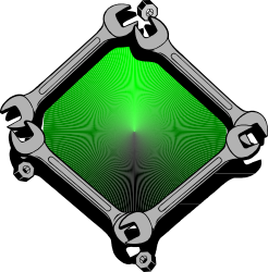 Wrench Clipart: Charming Green Square with Wrens