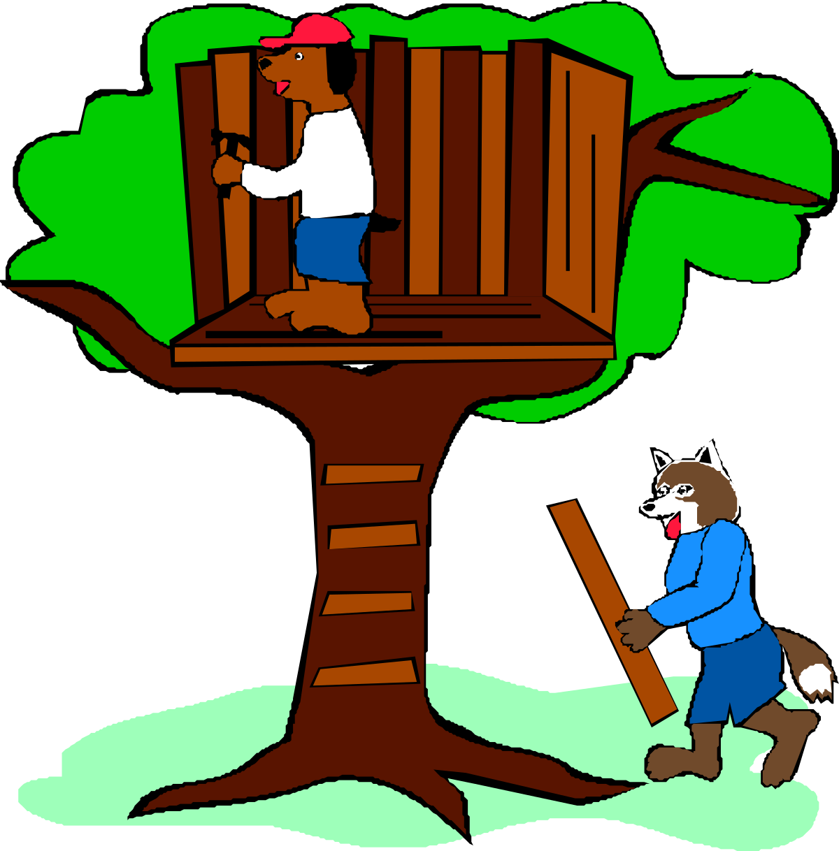 Man and Dog Sitting on a Tree - Whimsical Clipart for Nature Lovers