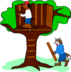 Man and Dog Sitting on a Tree - Whimsical Clipart for Nature Lovers
