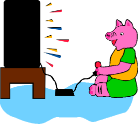 Pig Sitting on Bed with Pillow - Cute Animal Clipart