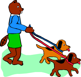 Person Walking Two Dogs on Leash Clipart - Ideal for Pet Lovers