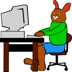 Rabbit Sitting at a Computer - Whimsical Clipart for Fun Creations