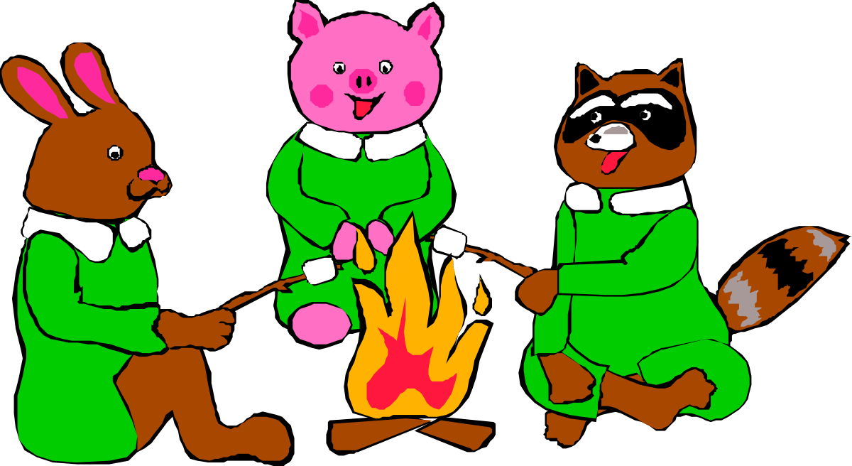 three little pigs sitting around a campfire clip art png transparent Three Little Pigs Sitting Around a Campfire Clipart