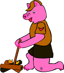Pig with Shovel and Pot Clipart: Whimsical Farmyard Fun