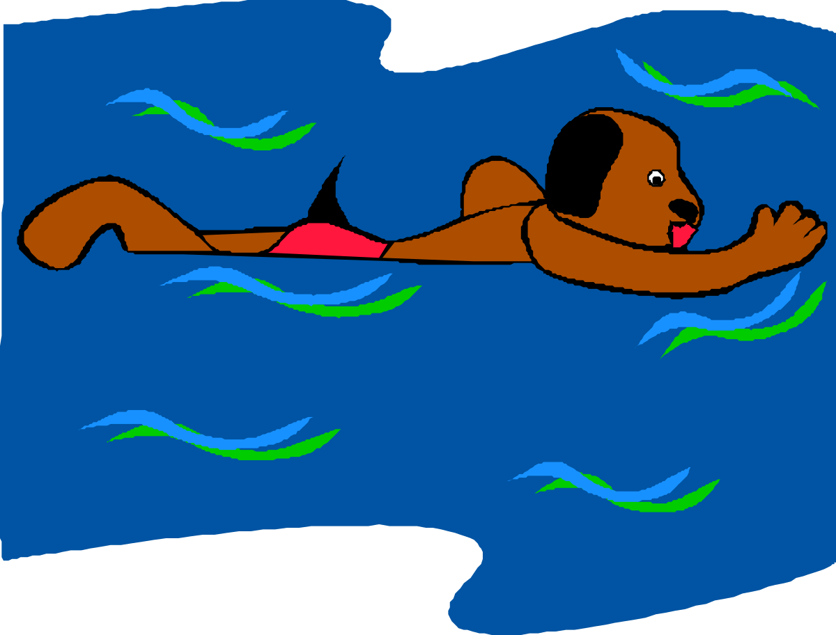 Cartoon Bear Swimming in Water - Fun and Playful Clipart