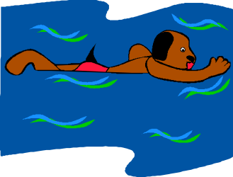 Cartoon Bear Swimming in Water - Fun and Playful Clipart