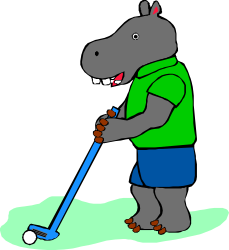 Cartoon Hippopotamus with Golf Club Clipart