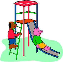 Child Climbing on a Slide Clipart - Joyful Playtime Scene