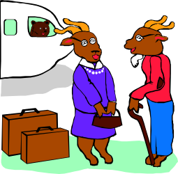 Deers Standing in Front of a Trailer Clipart - Nature and Adventure