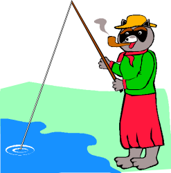 Cartoon Bear Fishing Clipart - Playful Outdoor Adventure