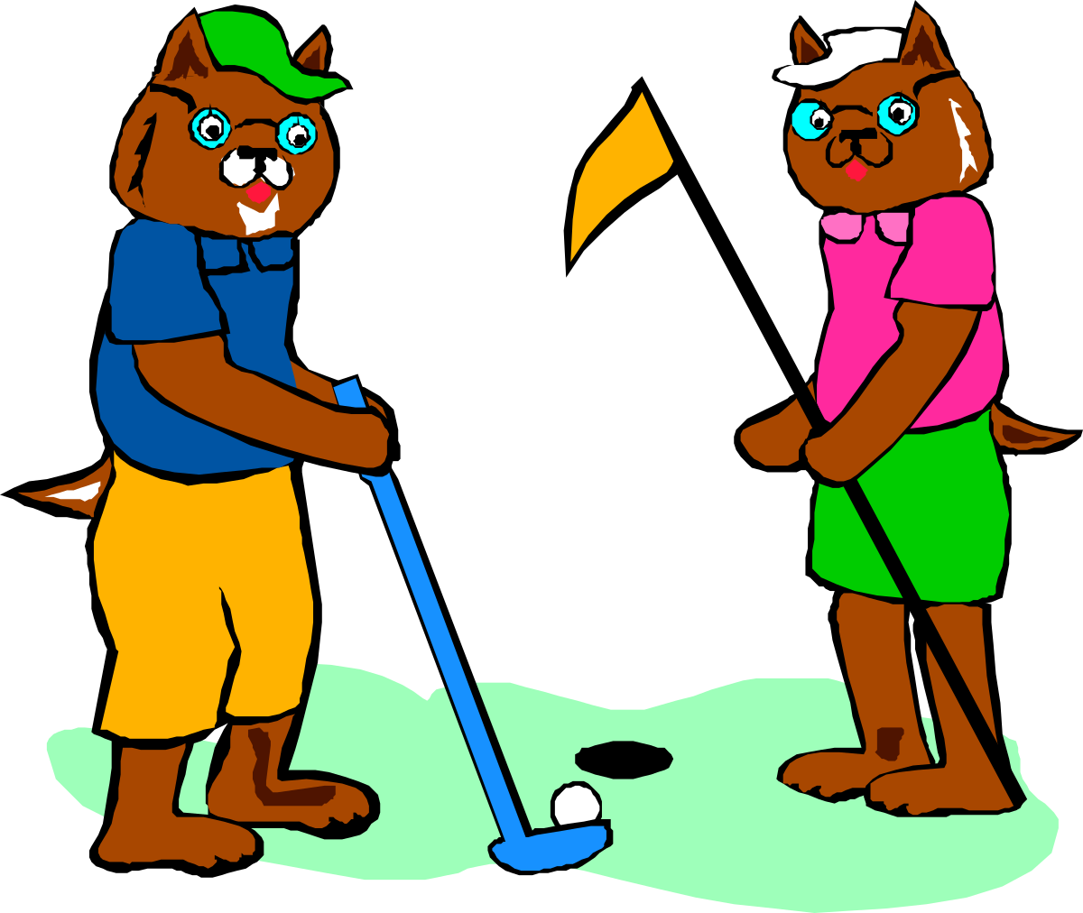 Bears Playing Golf Clipart - Fun Animal Sports Scenes