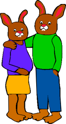 Rabbits Together: Charming Clipart of Two Rabbits Standing Side by Side