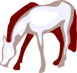Horse Grazing on Green Grass Clipart