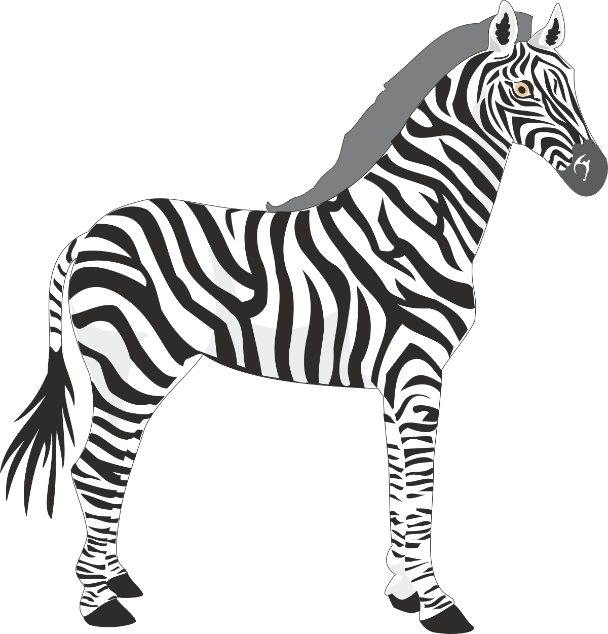 Zebra Clipart on Black Background - Eye-Catching Animal Art