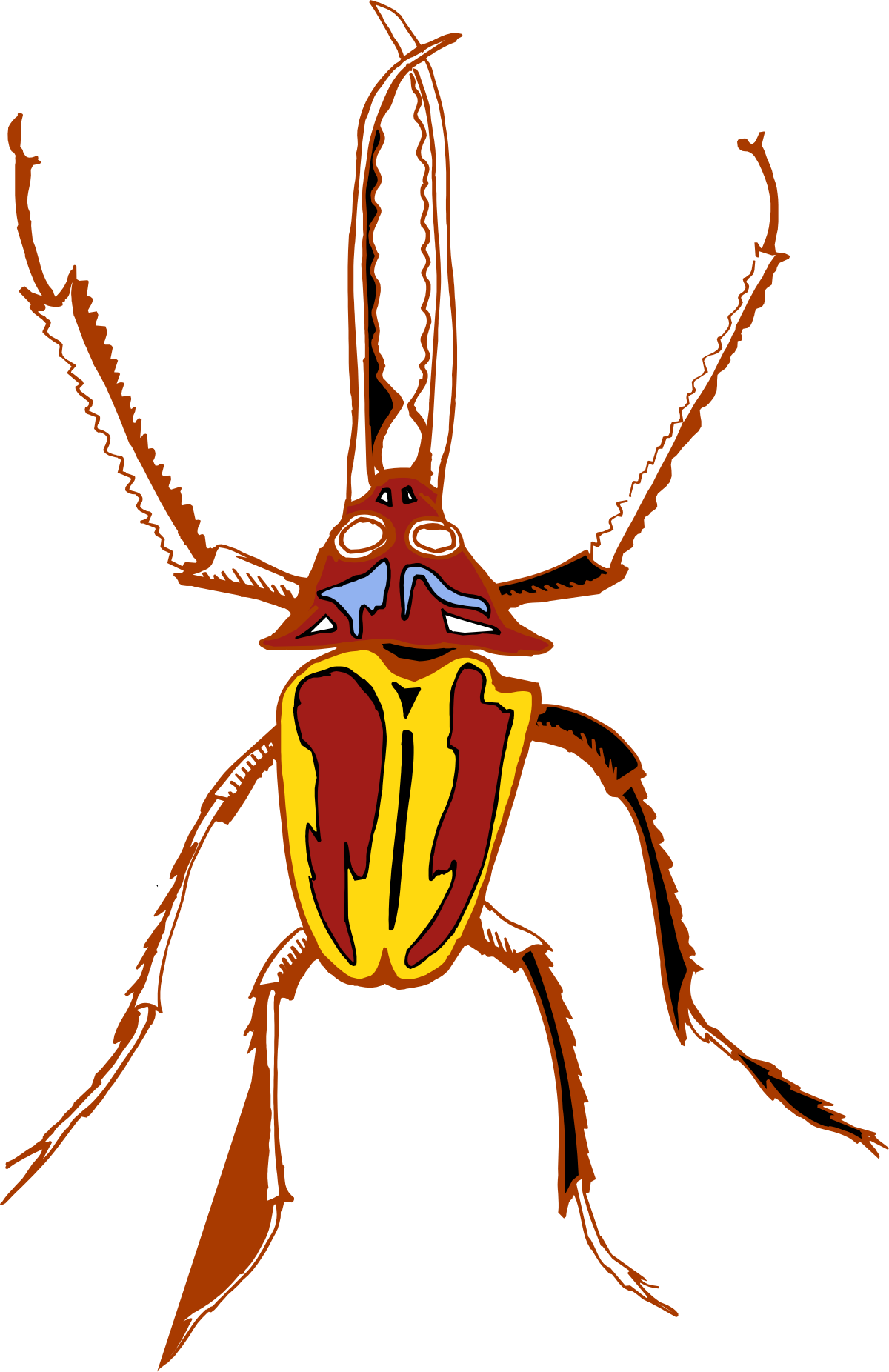 Beetle Clipart with Long Antennae and Tail - Unique Insect Illustration
