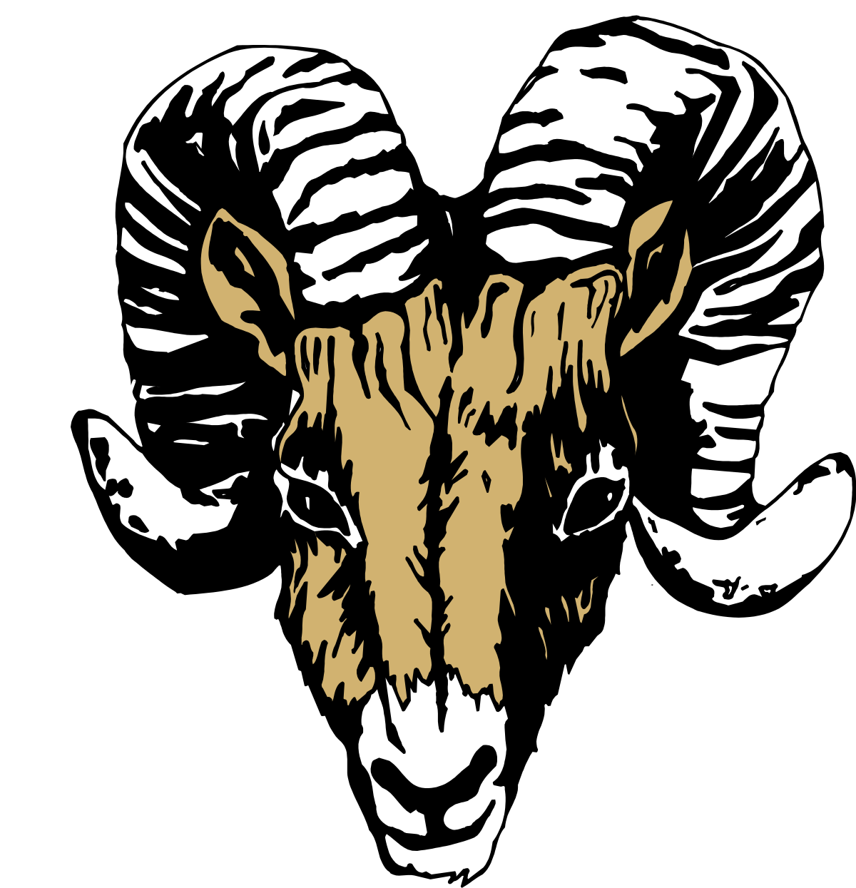 Goat Head with Horns Clipart - Bold and Striking Image