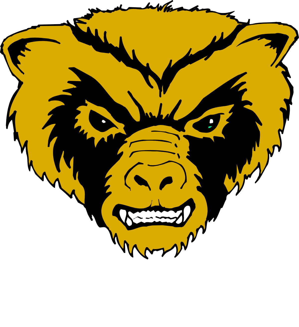 a black and yellow bear head with a big grin clip art png transparent Bear Head Clipart: Vibrant Black and Yellow Grinning Bear