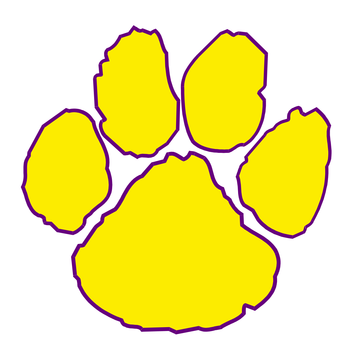 Yellow Paw Paw with Purple and Yellow Paws Clipart