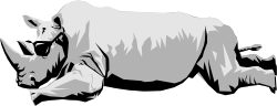 Rhino with Long Horn Clipart - Vibrant Wildlife Illustration