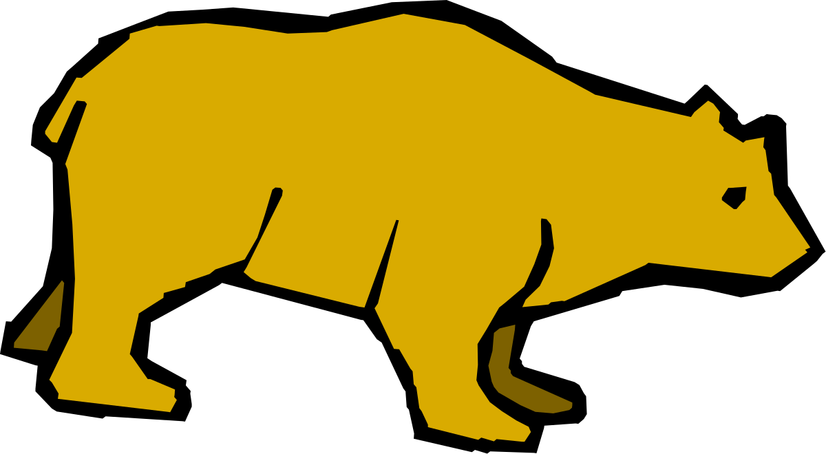 Silhouette of a Yellow Bear Against Black Background - Stunning Clipart