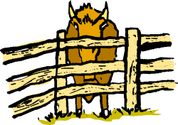Horse Standing on Wooden Fence Clipart - Perfect for Farm and Nature Themes