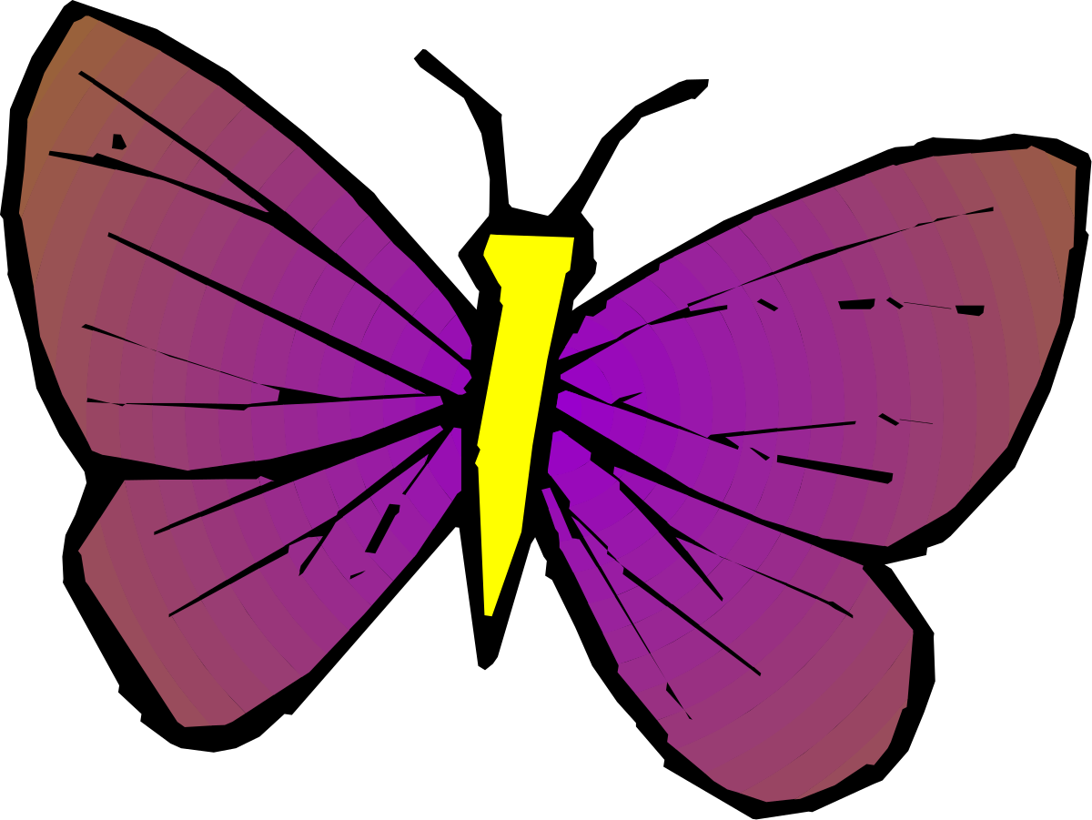 a purple butterfly with a yellow stripe clip art png transparent Purple Butterfly with Yellow Stripes - Stunning Clipart for Nature Themes