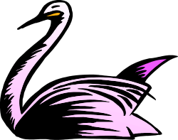 Pink Swan Clipart on Black Background - Elegant Design