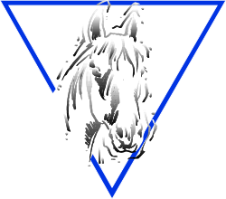 White Horse with Blue Triangles Background Clipart