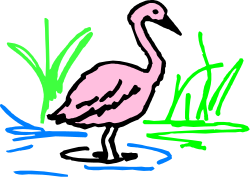 Pink Flamingo Standing in a Pond - Vibrant Nature Clipart