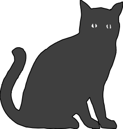 Black Cat Sitting on Ground Clipart - Charming Feline Illustration