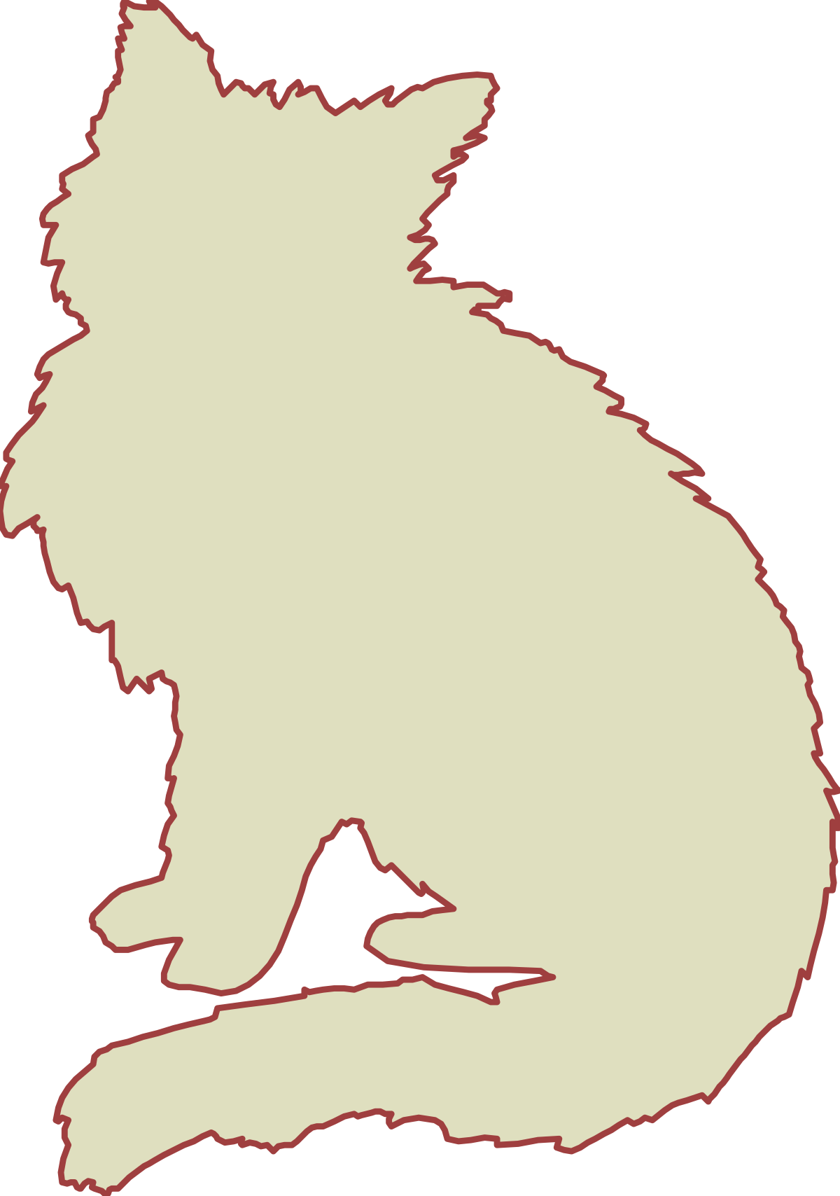 Silhouette Cat Sitting on Ground - Elegant Clipart Design